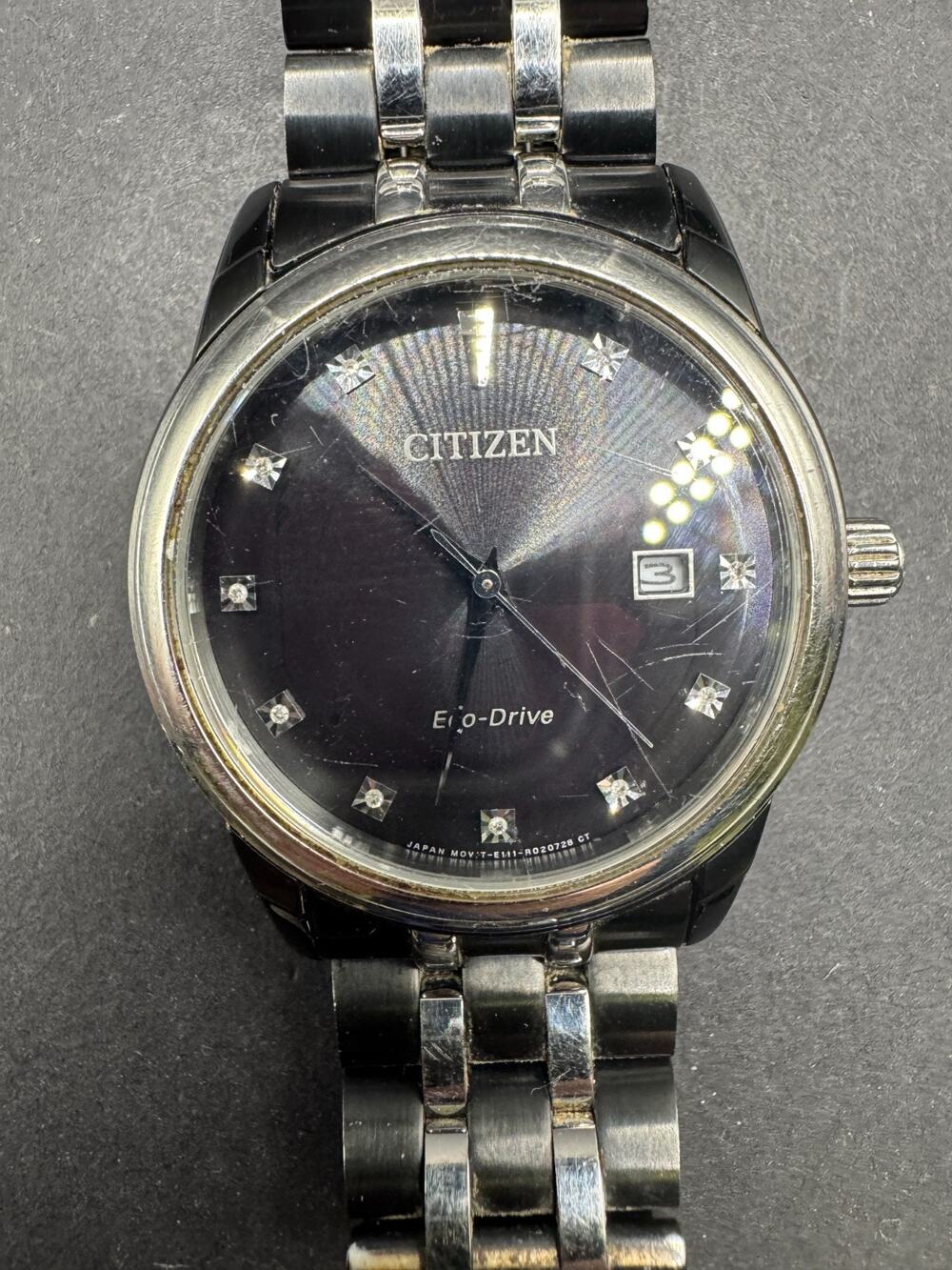 Citizen Eco-Drive Corso Diamond Accent Date Gunmetal Watch 37MM E111-R020728